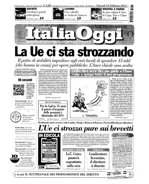 Italia oggi : quotidiano di economia finanza e politica